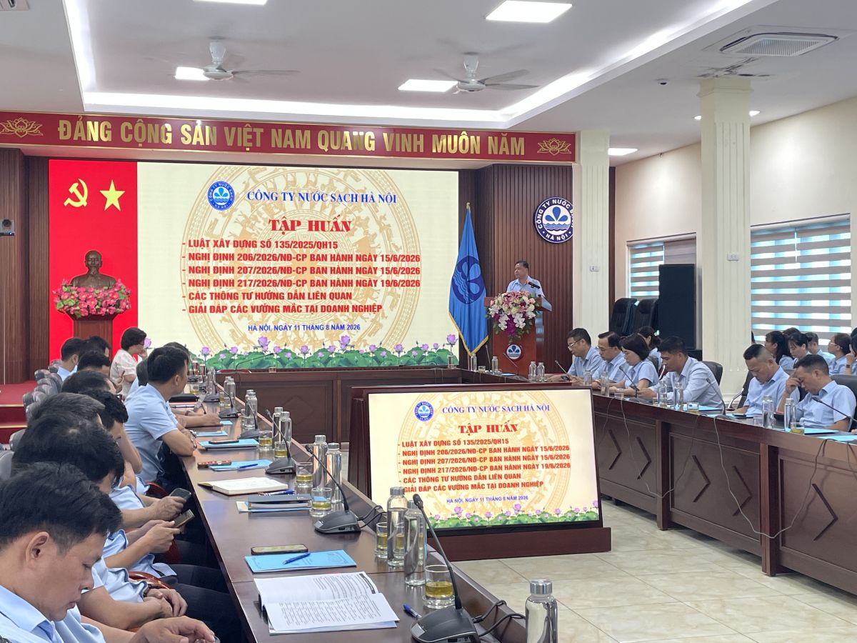 Công ty Nước sạch Hà Nội tổ chức khóa tập huấn “Luật Xây dựng số 135/2025/QH15; các Nghị định và Thông tư hướng dẫn thi hành"